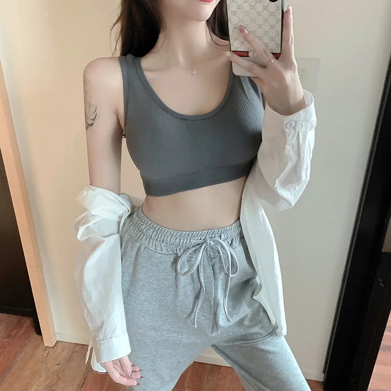 

ATHVOTAR Summer Seamless Sports Bra Women One-Piece Lingerie Wirelss Soild Color Push Up Brassiere Underwear 2021