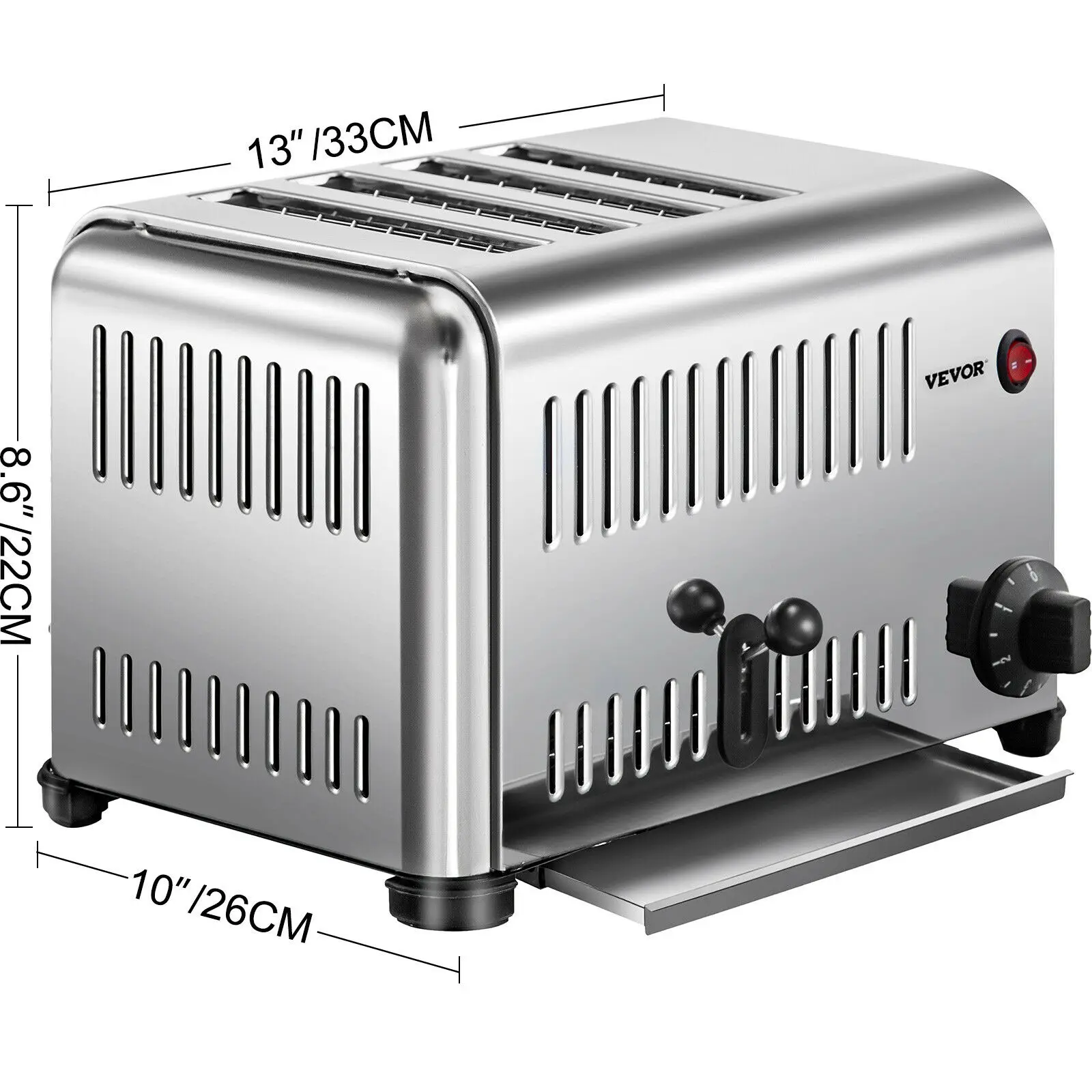

VEVOR Home Bakery Automatic Bread Machine Electric Fryer Cooking Appliances Toaster 4 Slice with 1.1'' Wide Slot Stainless Steel