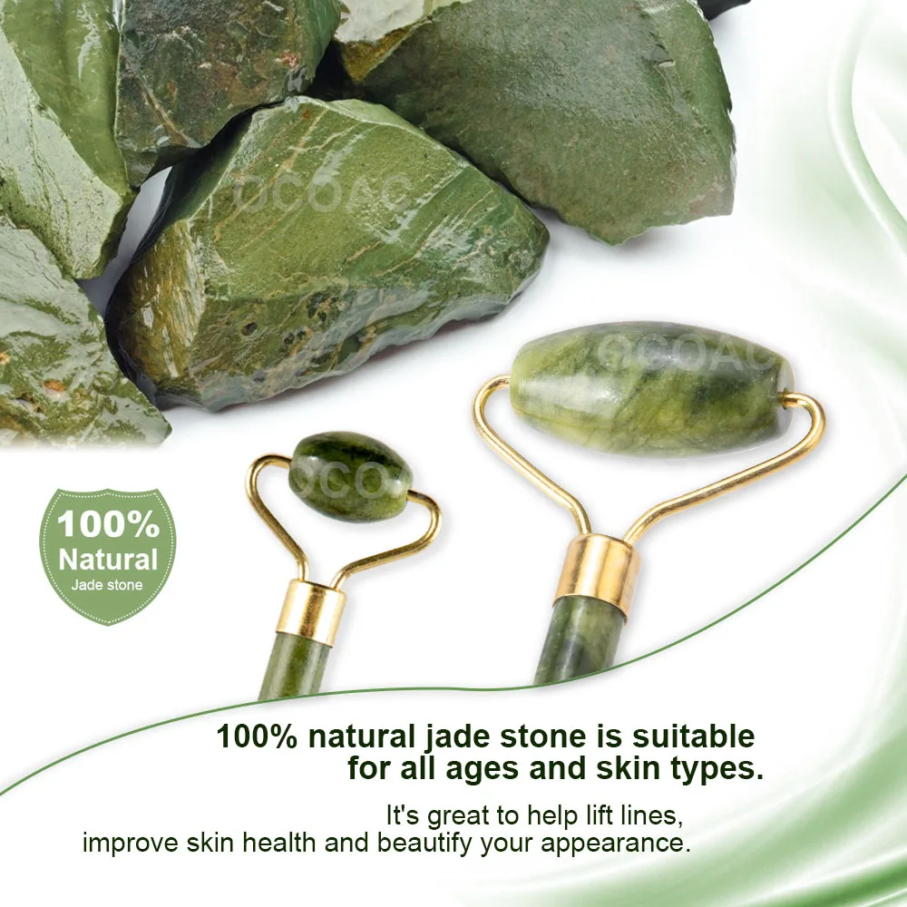 2pcs Jade Massagers For Face Body Gua Sha Scraper Beauty Facial Roller Set Natural Gouache Stone Massage Slimming Skin Care Lift |