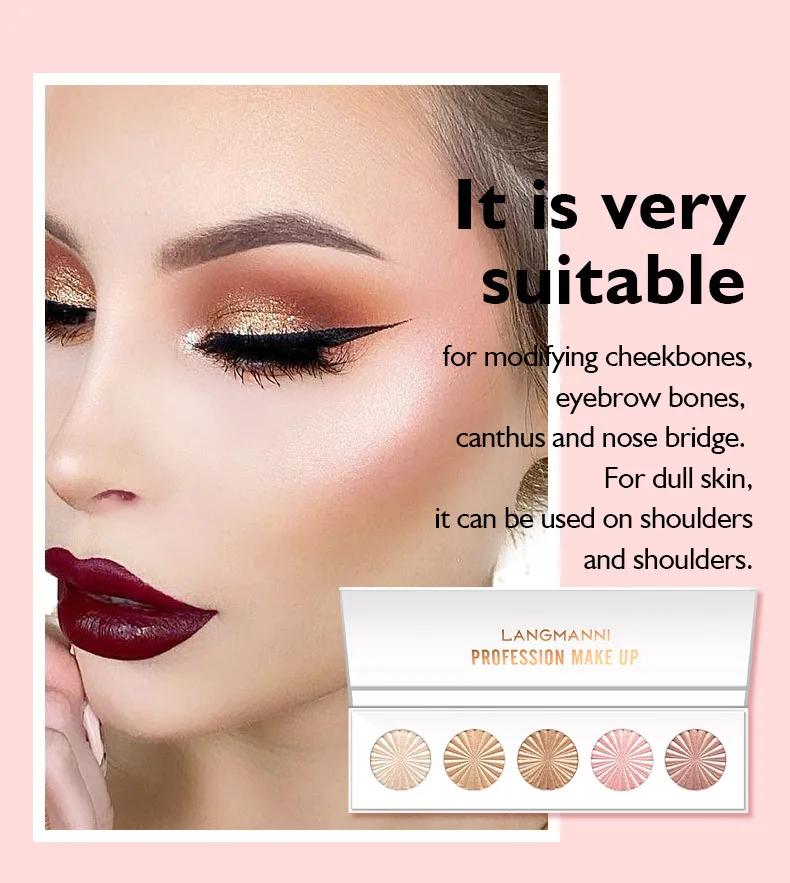 

5colors Highlight Eye Shadow Highlighter Face Contour Highlight Palette Three-Dimensional Natural Brightening Feminine Cosmetics
