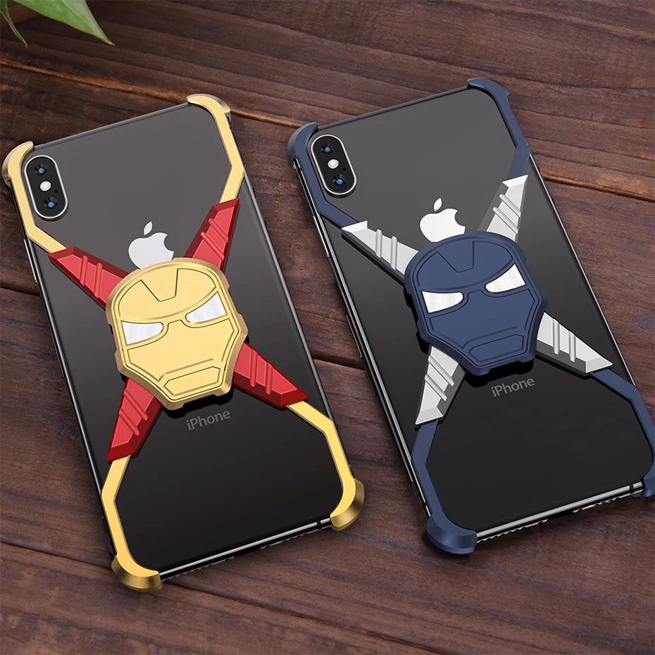 RIron Man дизайнерский металлический чехол для Iphone X XS чехол персональный металлический бампер чехол для Iphone XS Max анти-шок и противоударный чехол