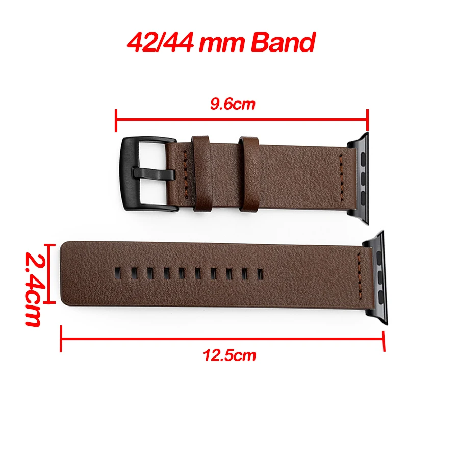 Ремешок из натуральной кожи для Apple Watch Band 44 мм 42 40 38 классический черный