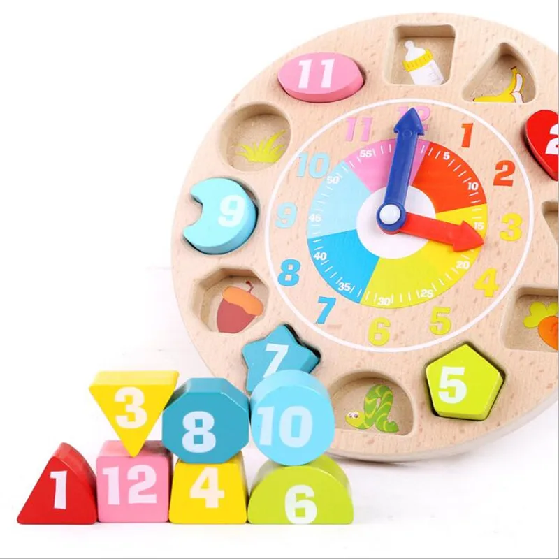 

Kid Educational Montessori Wooden Around Beads of Number Clock Math Toy Baby Children Developmental Learning Game Blocks Model