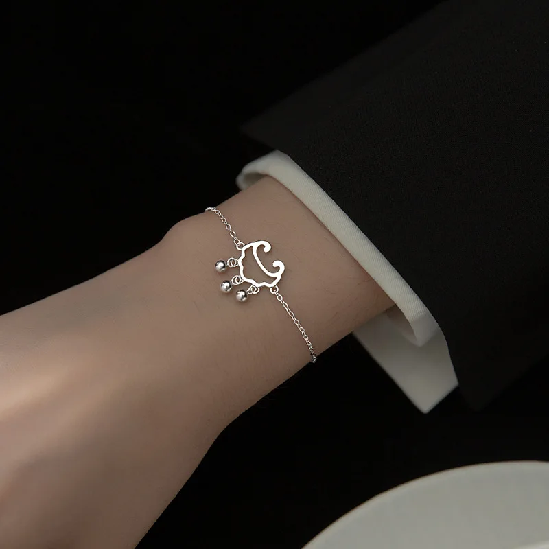 

100% реальный. Женский браслет-цепочка с бусинами и замком, серебро 925 пробы