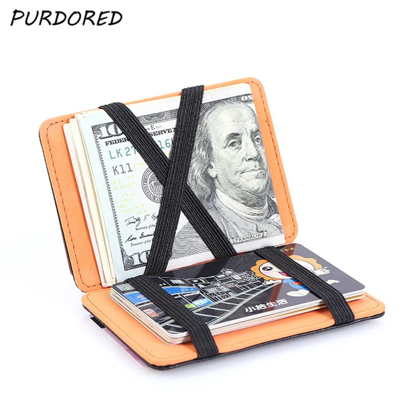 PURDORED 1 шт. волшебный RFID держатель для карт из искусственной кожи Для мужчин