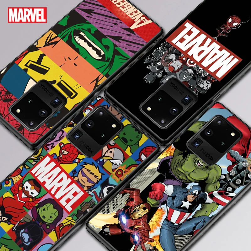 

Marvel Anime Superhero For Samsung A01 11 21 21S 31 41 51 71 81 91 52 72 32 01 02 22 S10 20 5G Ultra Plus Black Soft phone Case