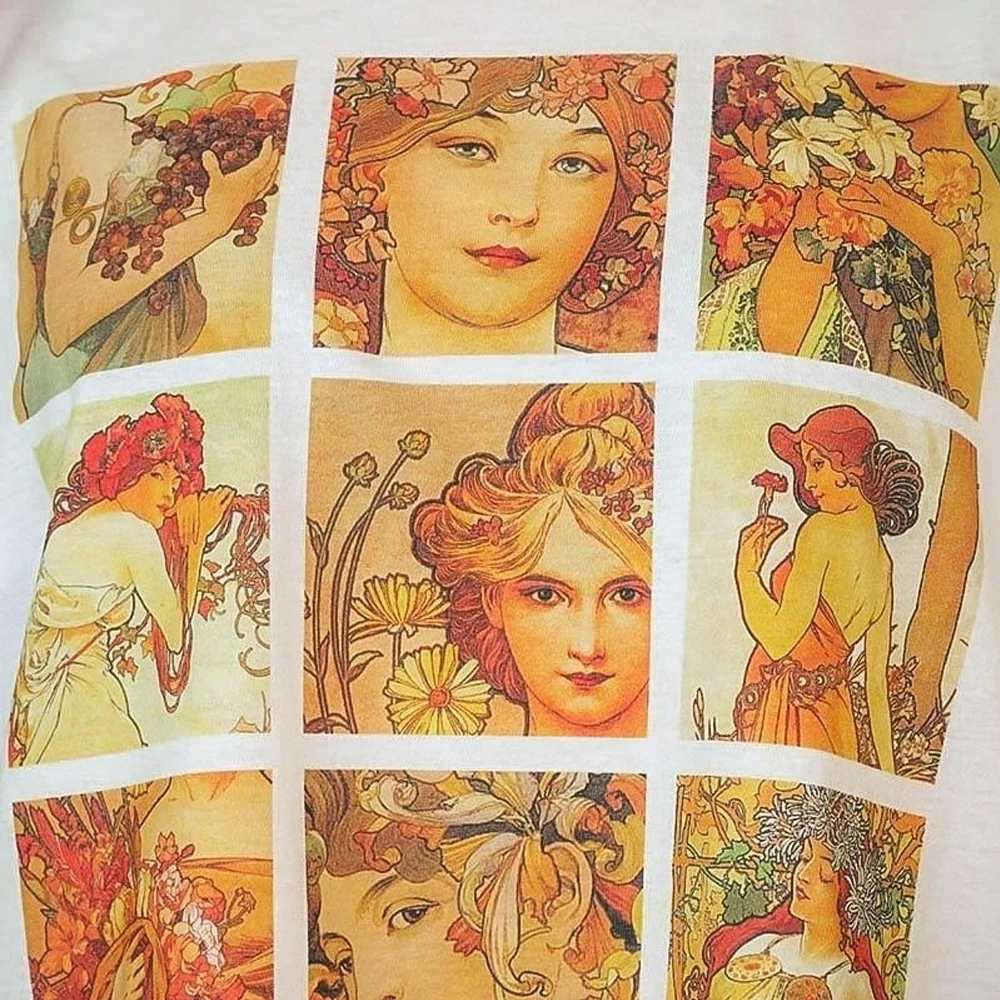 Футболка с принтом Ван Гога Alphonse Mucha летняя Модная хлопковая футболка унисекс