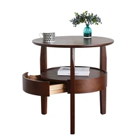 small round table wooden living room simple sofa side table with drawer coffee tea table