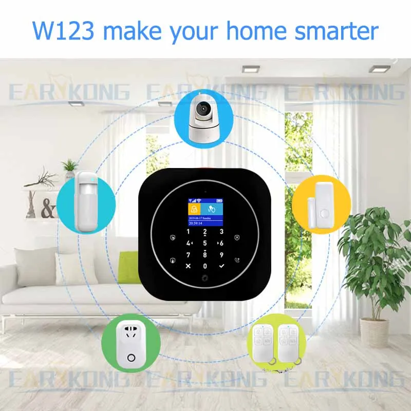 Система охранной сигнализации Tuya WiFi GSM 433 МГц совместима с приложением Alexa Google Home