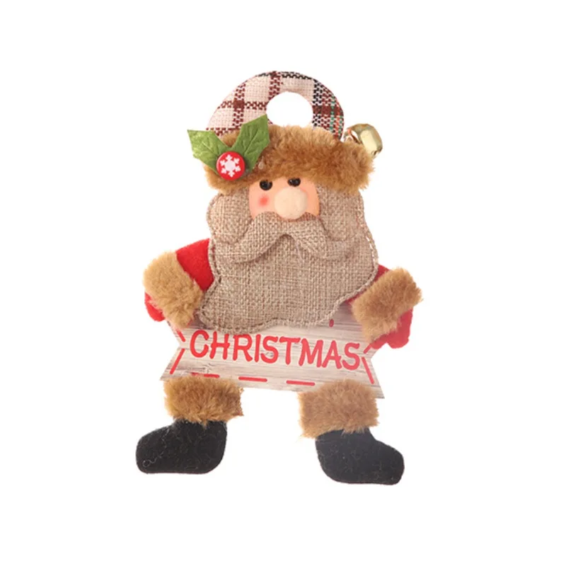 Плюшевая кукла с золотым колокольчиком и деревянным знаком рождественская