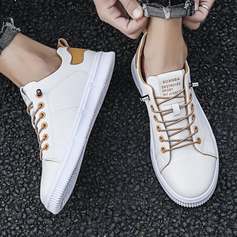 

Кроссовки мужские на шнуровке, дышащие, повседневная обувь для тренировок, белые AD-70, 2021