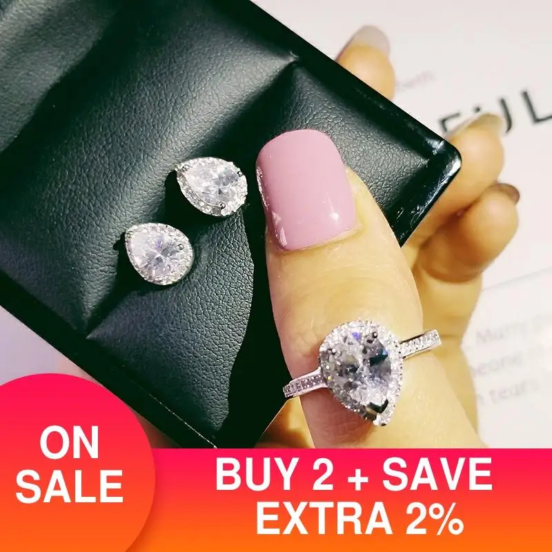 2 шт. в упаковке реальные 925 пробы Серебряная груша с цирконием ювелирное изделие