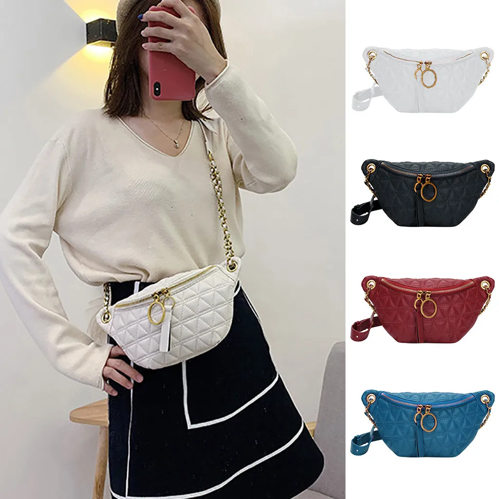 

Ladies leather belt bag new bag bag belt bag ladies fashion versatile three-dimensional decorative belt bag chest bag B*