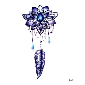 Кулон в виде пера лотоса, водостойкая временная татуировка для мужчин, красота, тату хны, тату, тату, вспышка, детские наклейки