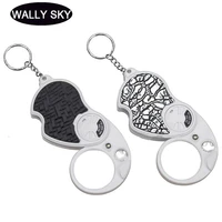 double lens led magnifying glass folding keychain handheld illuminated magnifie pocket size for reading jewelry appraisal