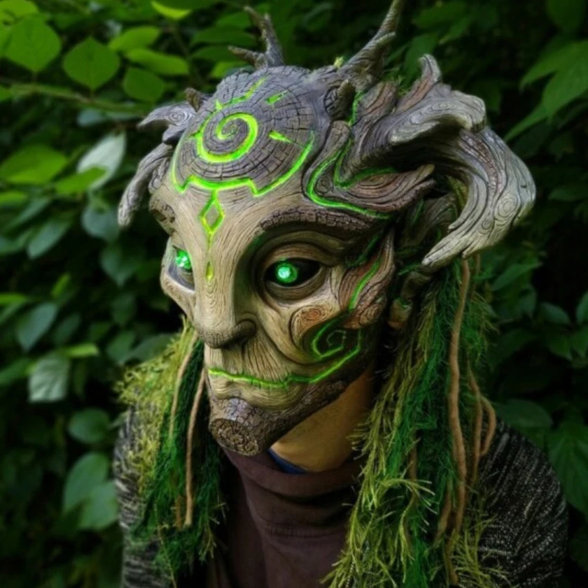 

Forest Spirit Mask Green Tree Old Man Scary Horror Zombie Spooky Ghost Halloween Creepy Demon Masque Carnival Party Props