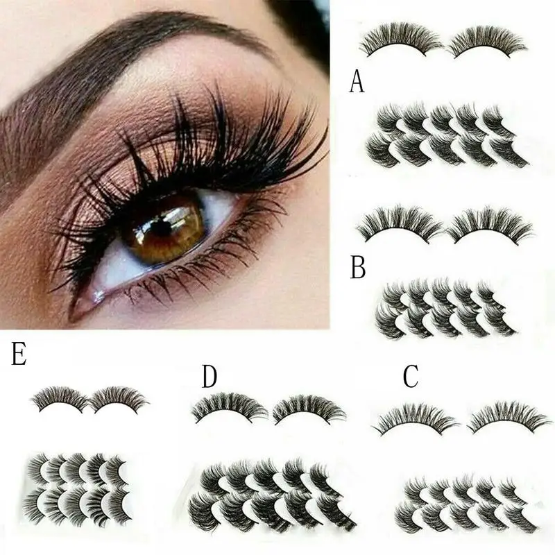 5 Pairs Natural Mink Hair False Eyelashes Cross Long Messy Makeup Fake Eye Lashes Extension Make Up Beauty Tools | Красота и здоровье