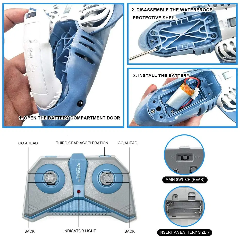 

Shark Remote Control Toy, 2.4G Remote Control Simulation Shark Boat, Underwater RC Electric Racing Boat Toy Boat, Kids Pool Gift