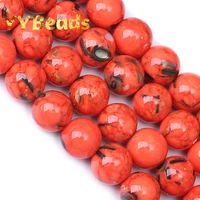 orange shell howlite turquoises stone beads 4 12mm natural loose round charm beads for jewelry making diy bracelets accessories
