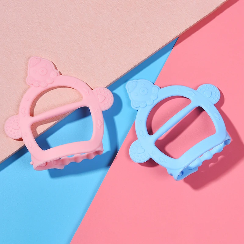 Pulsera de silicona para beb&eacute;, mordedor de 3 colores con dise&ntilde;o de vendaje, productos de dentici&oacute;n para beb&eacute;, juguete el&aacute;stico duradero, 1 pieza-0