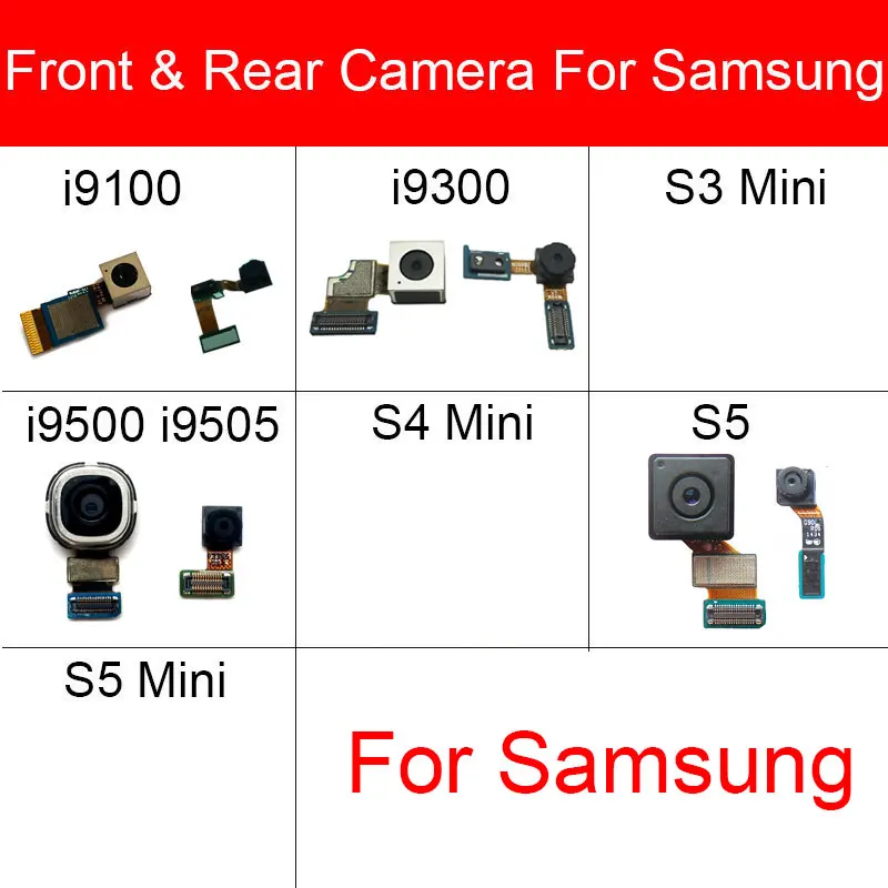 Передняя и задняя камера для Samsung Galaxy S2 S3 S4 S5 Mini I9500 I9505 I9100 Small Face Main Big Camera Запасные