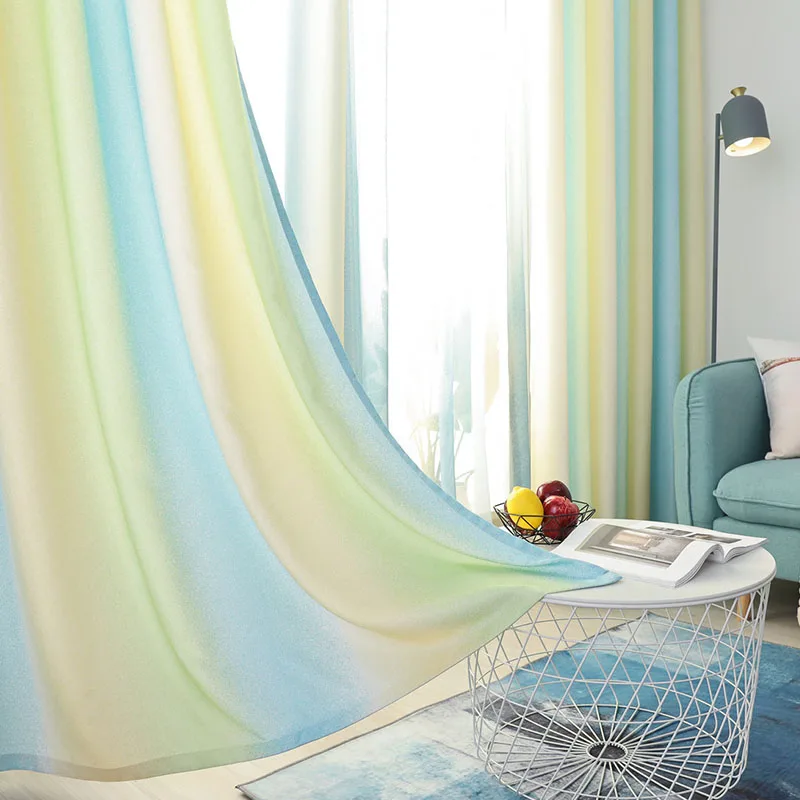 Градиентные цветные оконные занавески s для гостиной Современные Плотные Шторы