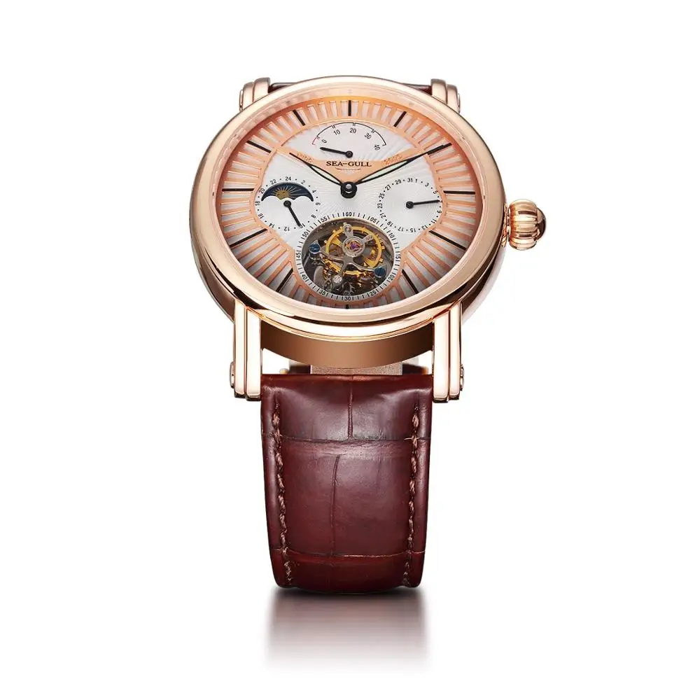 Механические часы Seagull Tourbillon, запас мощности, индикатор дня и ночи, ручные мужские часы 518,6806 с сертификационной бумагой