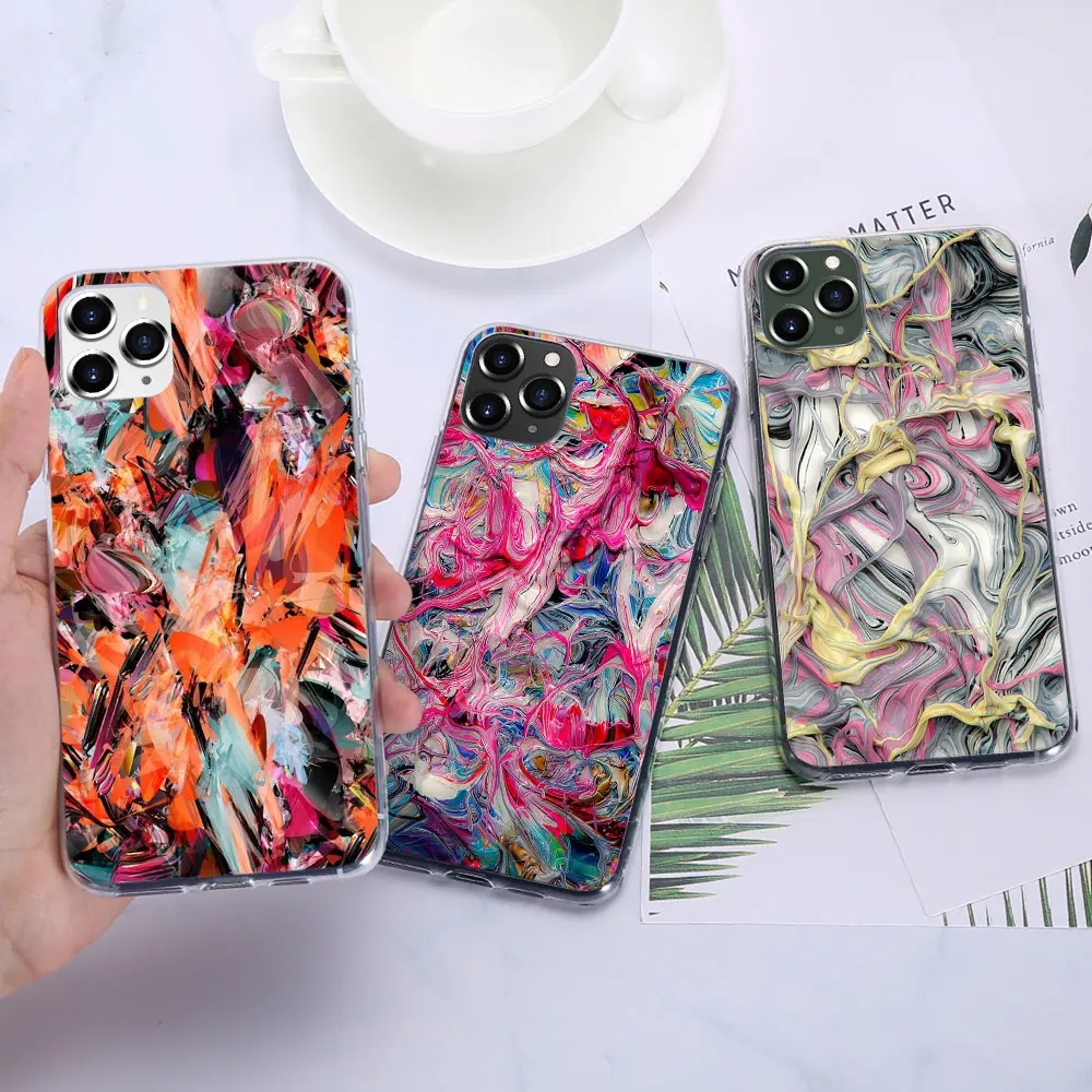 KISSCASE Silicone TPU Case For iPhone XR XS Max 7 8 6 6S Plus 5 5S SE Abstract Painting Phone Cover 11 Pro Shell | Мобильные
