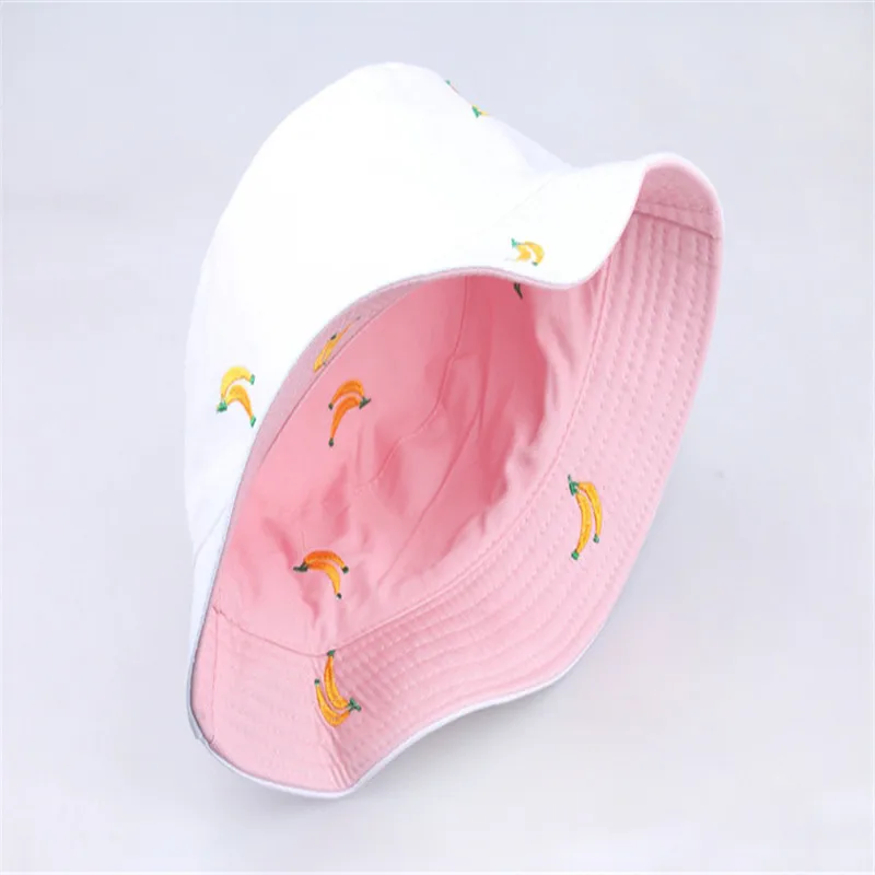 Панама в Корейском стиле с вышивкой виде банана Молодежная шапка для умывальника
