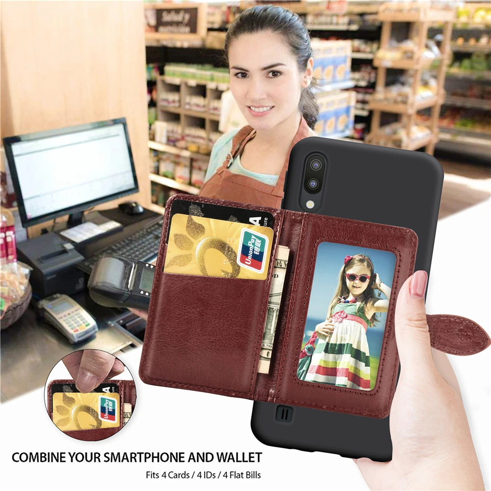 Чехол для samsung Galaxy M10 в стиле ретро Многофункциональный ТПУ + кожаный чехол