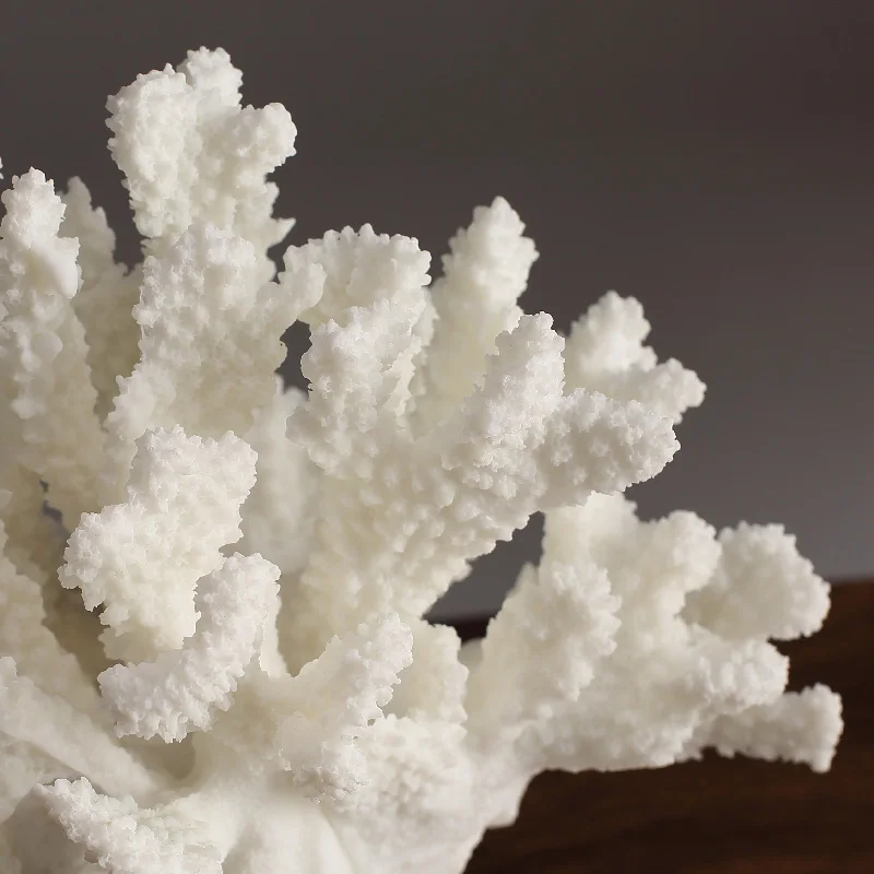 Nordic Luxury Simulation Coral Resin Figurines Crafts Marble Base Feng Shui Home room Table Ornaments Decoration Wedding Gifts | Дом и сад