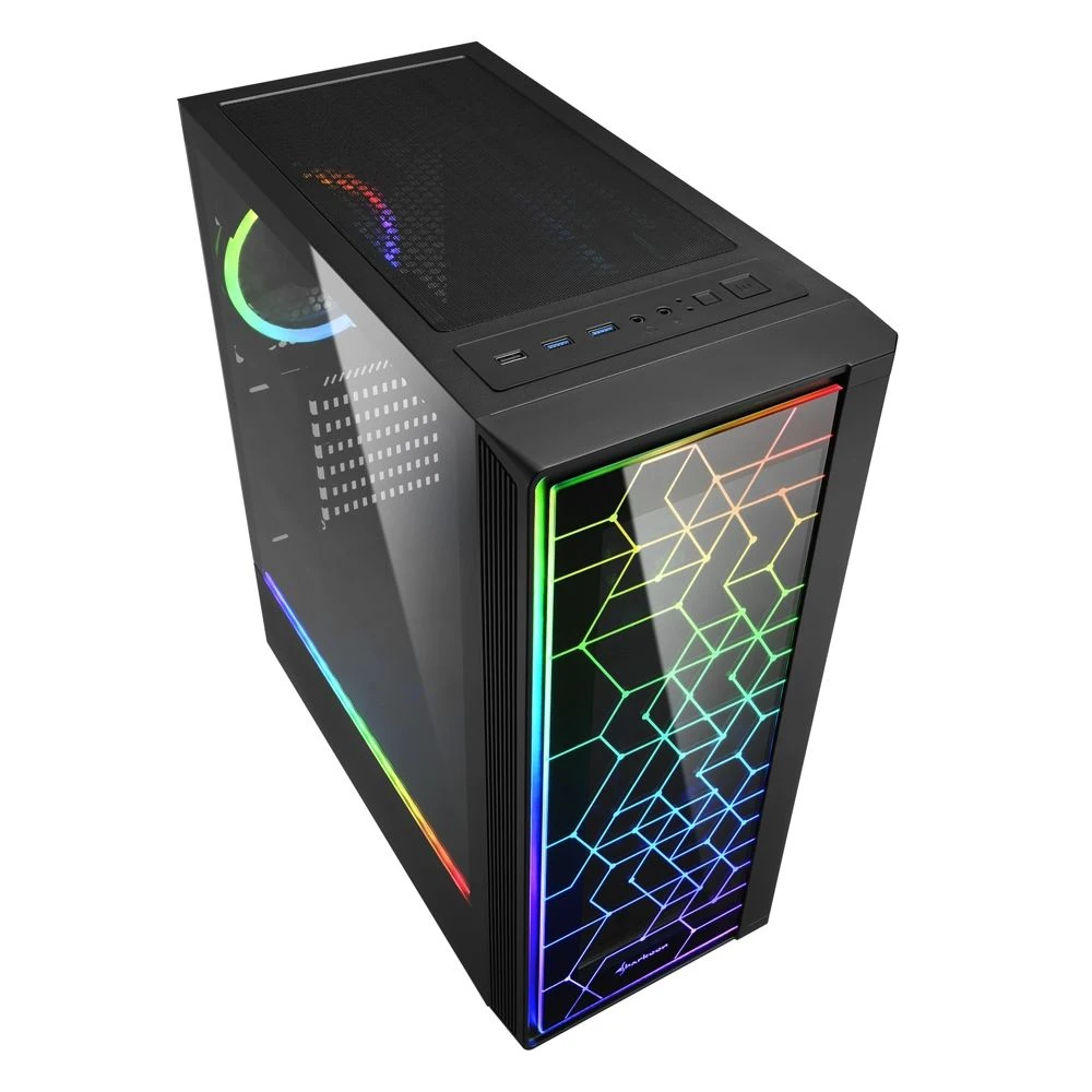Корпус игровой для ПК Sharkoon LIT 100 RGB led чёрный (ATX закалённое стекло fan 1x120 мм + 2xUSB 3.0 1xUSB