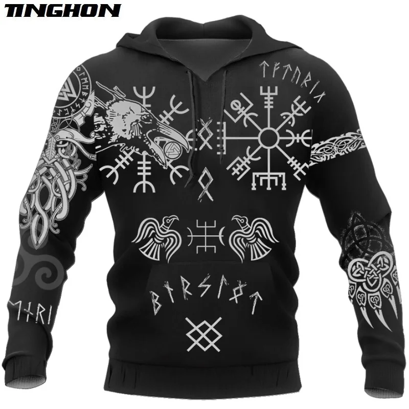 

Hugin and Munin Viking Tattoo 3D Printed Men hoodies Harajuku Fashion Hooded Sweatshirt Autumn Unisex hoodie sudadera hombre