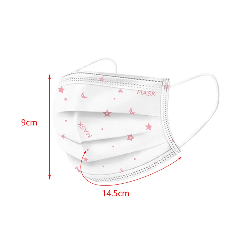 

50PC Children Disposable Print Face Mask Industrial 3Ply Ear Loop Mondmasker Mascara Scarf Halloween Cosplay Mask Masque