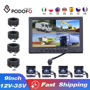 Автомобильные мониторы Podofo, камера заднего вида для парковки, 4 канала, с разрезом, 9 