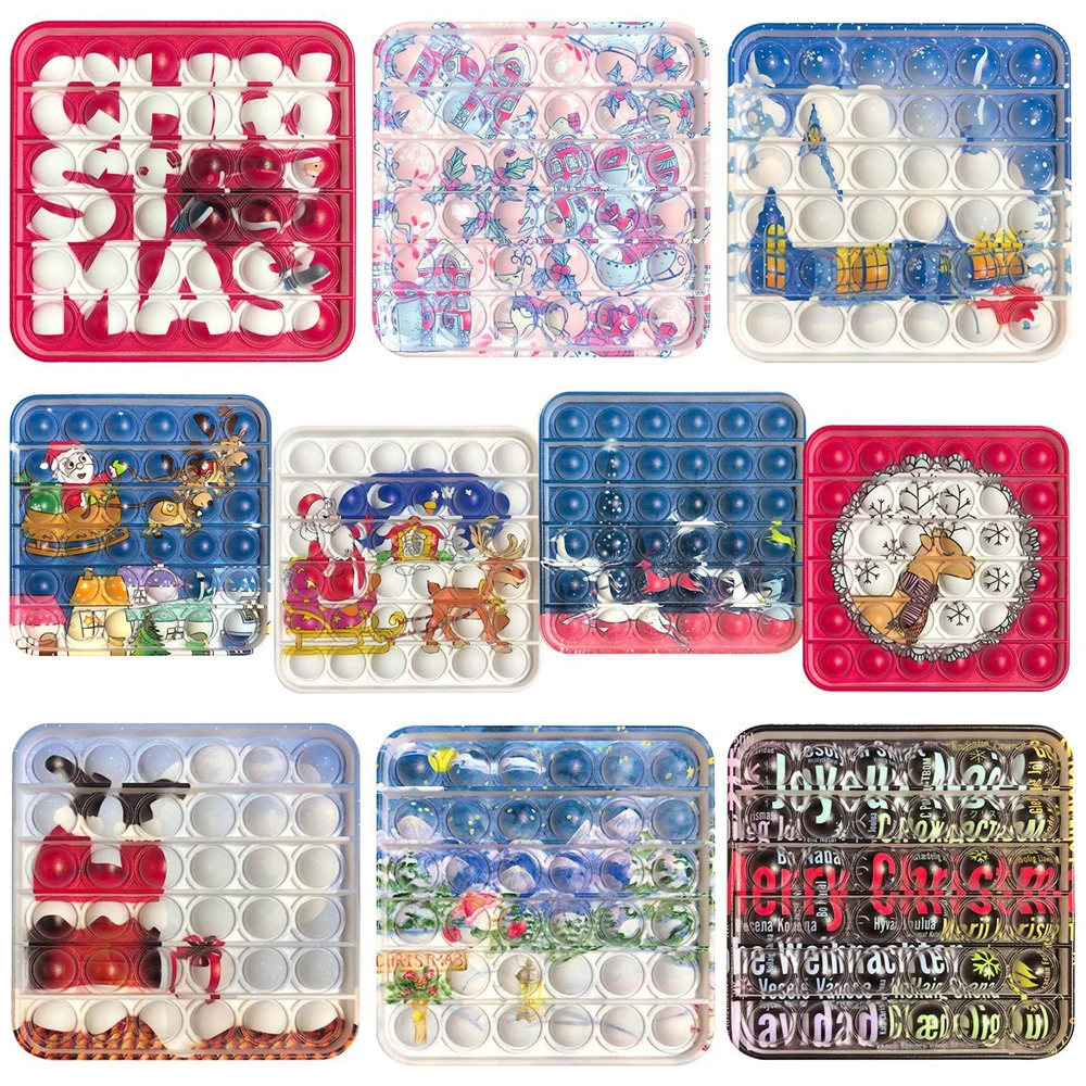 

Рождественский фиджет-антистресс, сенсорные игрушки, сжимаемая игра антистресс, ручной фиджет с простыми ячейками, расслабляющая игрушка, ...