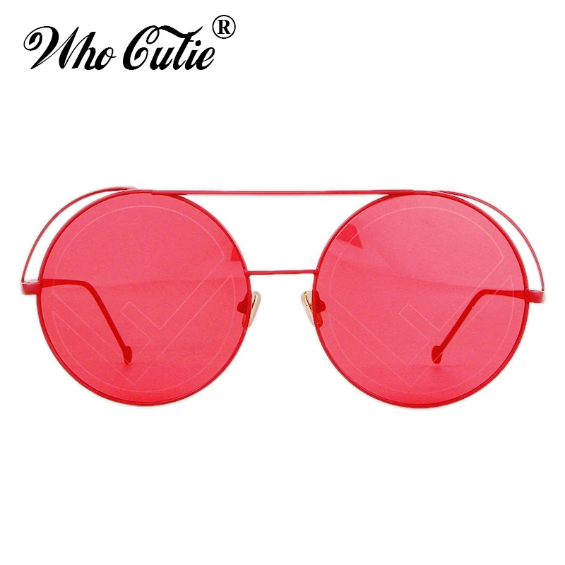 WHO CUTIE Ретро Красные Круглые Солнцезащитные очки мужские и женские брендовые