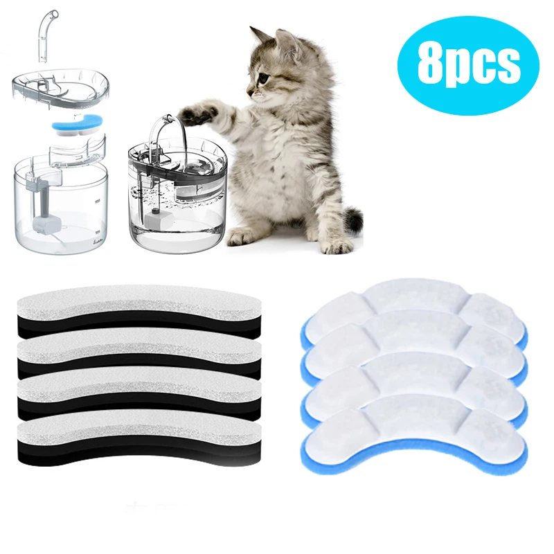 

8PCS Cat Water Fountain Replacement Filters for WF050/WF060 Activated Carbon Filter for Pet Auto Drinking Feeder