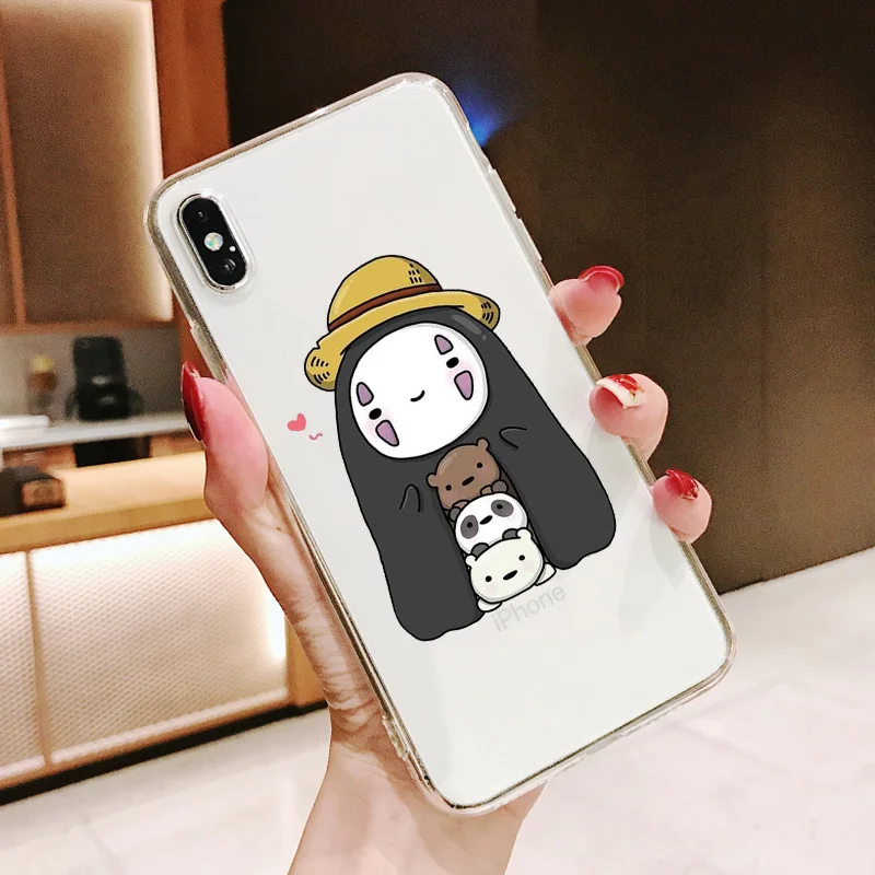 Милый мягкий прозрачный чехол для телефона с рисунком Тоторо из мультфильма