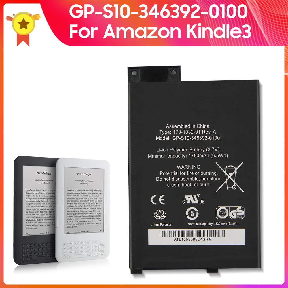 

Original Replacement Battery GP-S10-346392-0100 for Amazon Kindle3 Kindle 3 S11GTSF01A D00901 E-reader Battery
