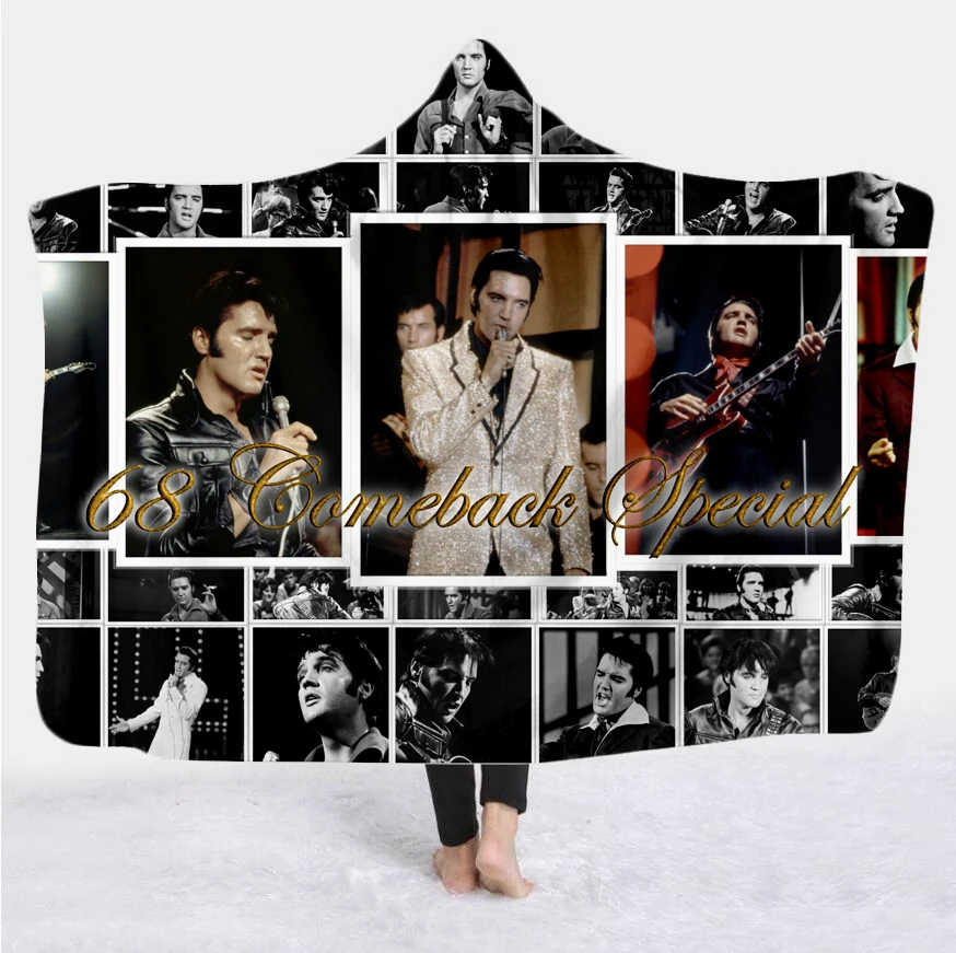 Одеяло Elvis Presley с капюшоном одеяло 3D принтом пригодное для носки Флисовое