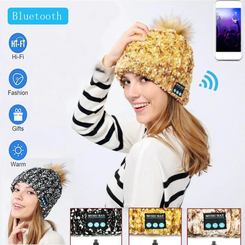 Вязаная шапка бини для Bluetooth стерео беспроводные наушники гарнитура уличная