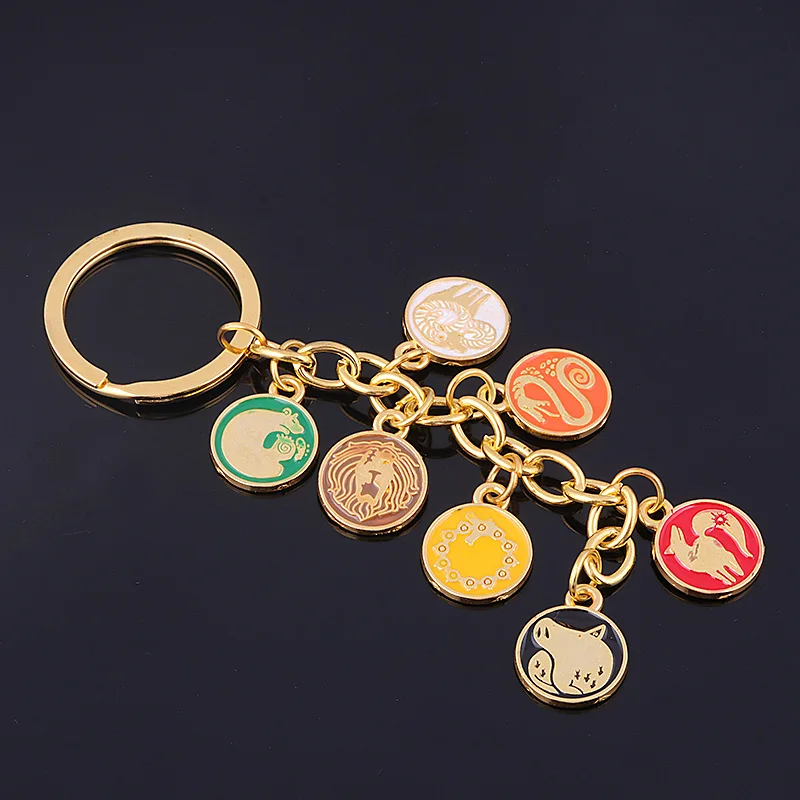 

The New Seven Deadly Sins Anime Keychain Seven Knights Animal Symbol Pattern Keyring Car Key Chain Hanging Pendant Jewelry Gift