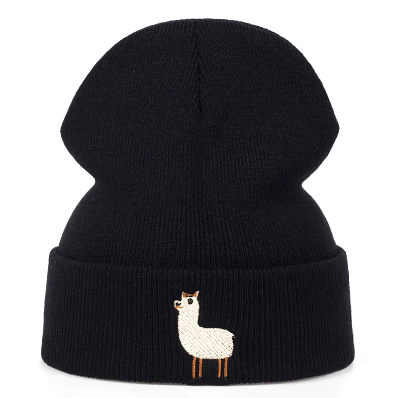 Новинка 2019 шерстяная шапка с вышивкой Альпака модные уличные осенне зимние