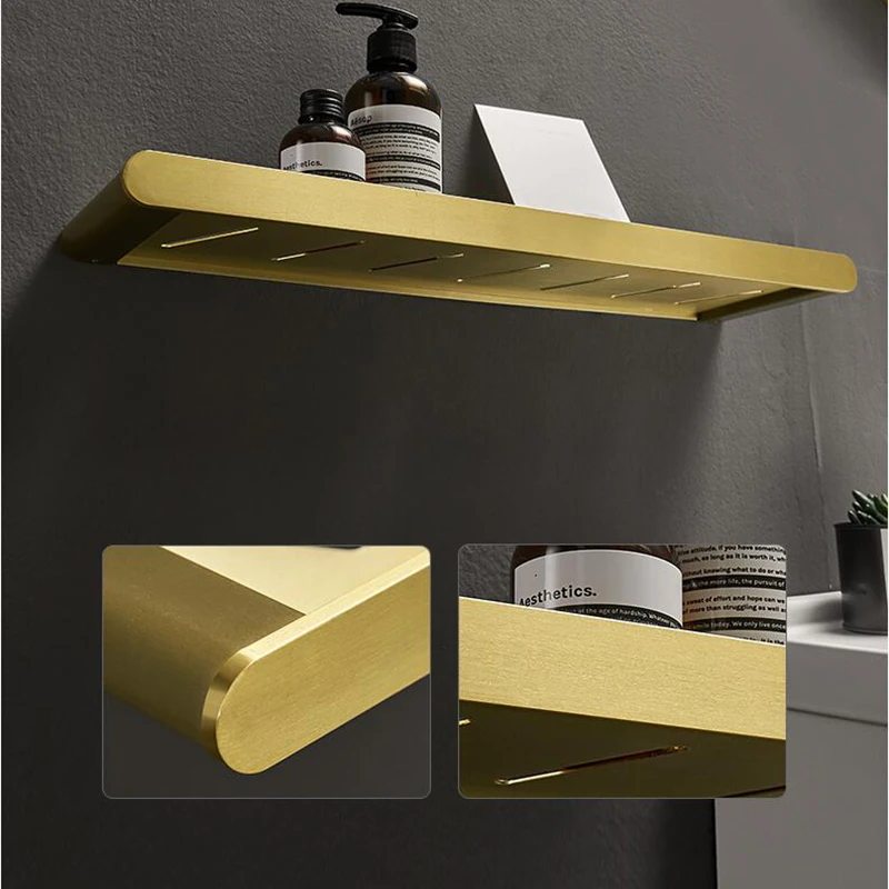 Матовая Золотая полка для ванной комнаты алюминиевый держатель душа стойка