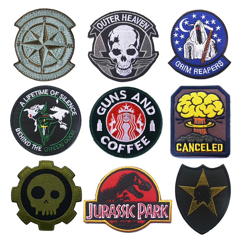 

Dinosaur canceled skull embroidered Velcro patch hook loop backpack decoration tactical badge armband Patches Appliques