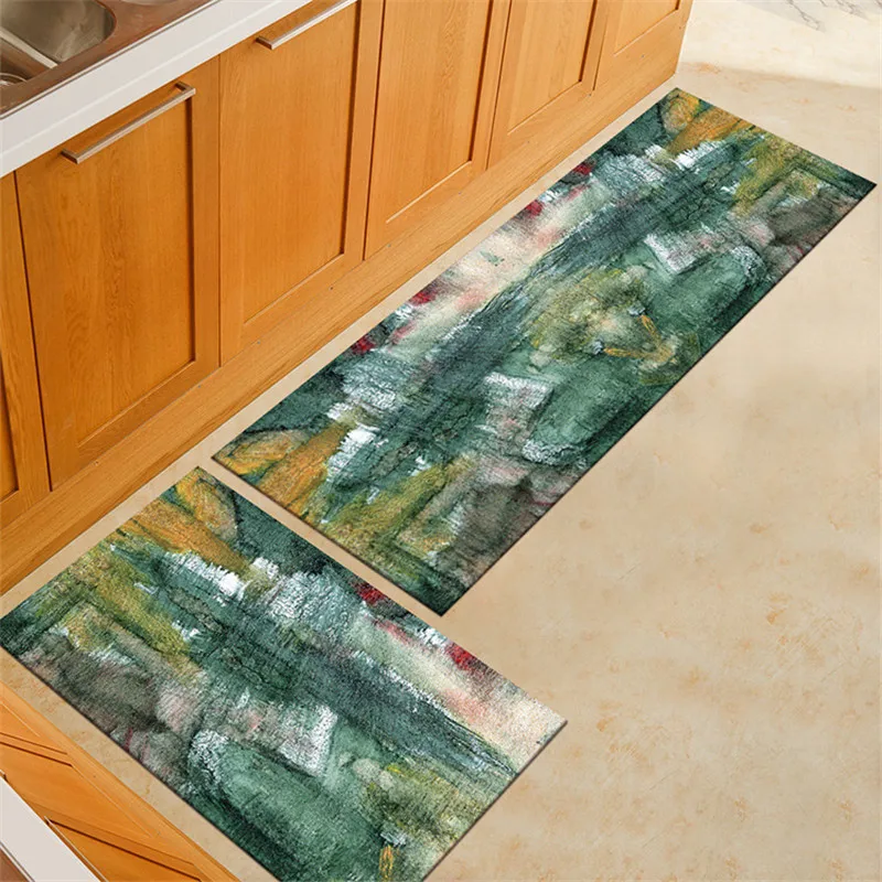 

Kitchen Mats Printed Bathroom Carpet Modern Soft Toilet Floor Door Mat Non-Slip Kitchen Carpet Hallway Runners Kitchen Area Rugs