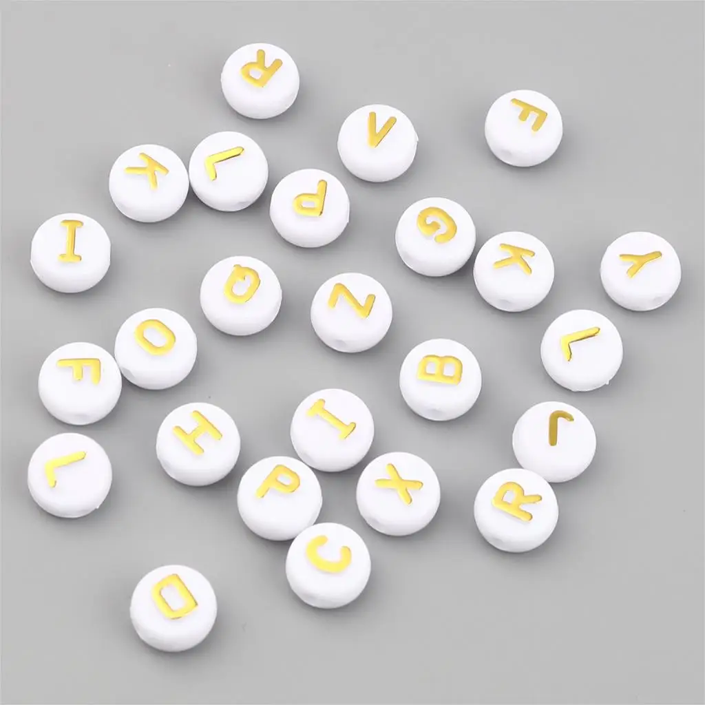 

200-1000pcs Acrylic Beads Square Round Flat Alphabet Spacer Beads For Jewelry Making Handmade Diy Bracelet Necklace 6/7/10mm