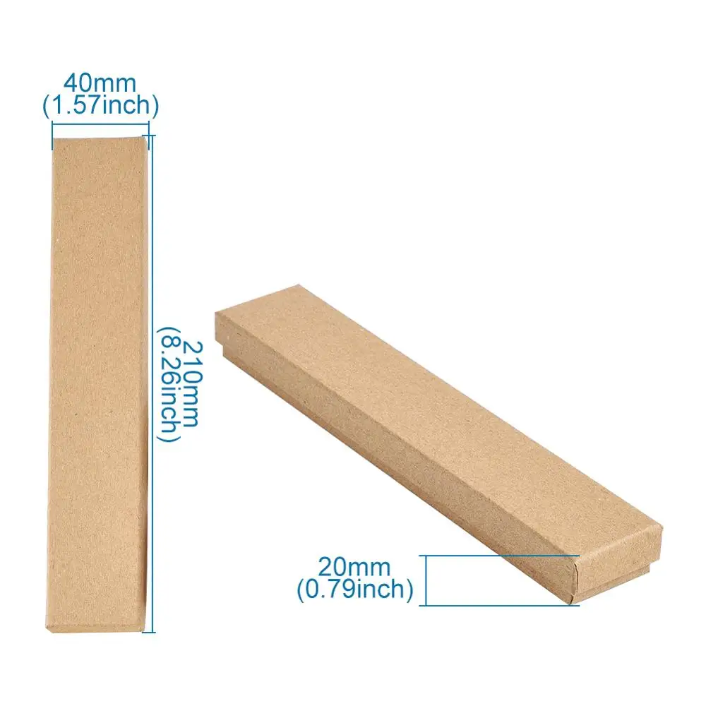 

pandahall 12pcs Cardboard Jewelry Box for Necklace Bracelets Rectangle Tan Black Sienna FireBrick SteelBlue OliveDrab 21x4x2cm