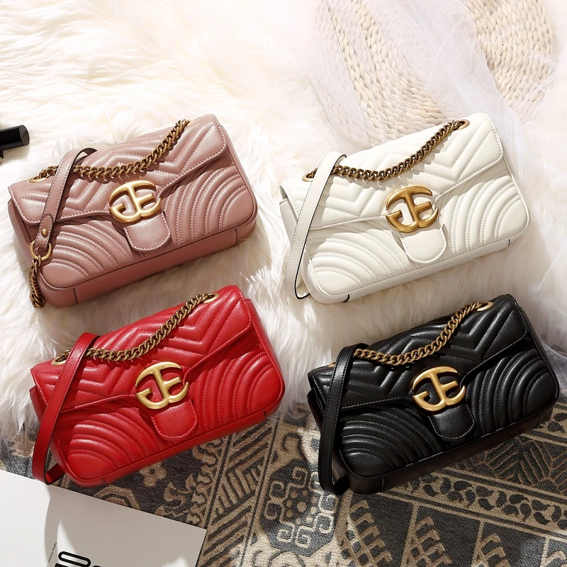 

Chaopai bag small CK chain love bag wave pattern quilted gold buckle versatile Dionysian one shoulder slant cross women's bag